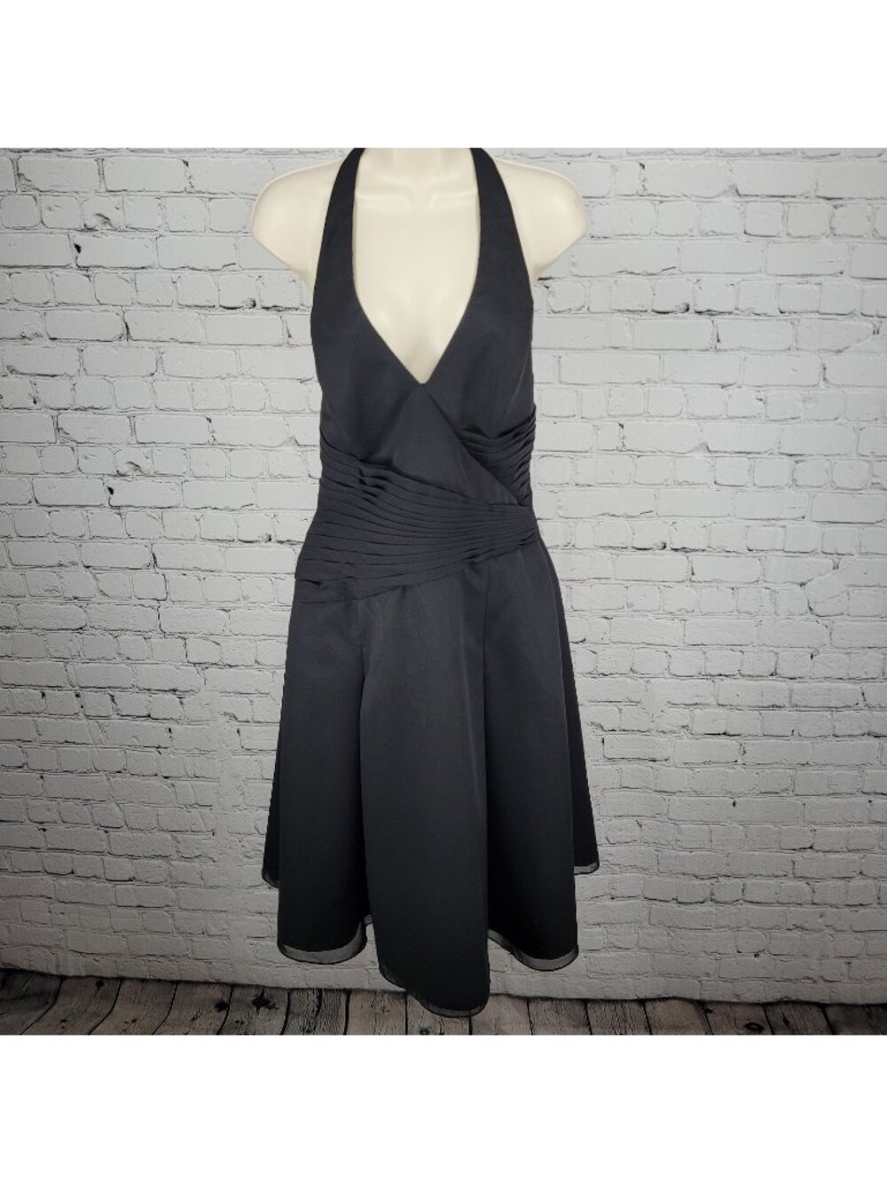 Modern Maids Mary’s Import Bridal's Black Backless Halter A Line Midi Dress 14